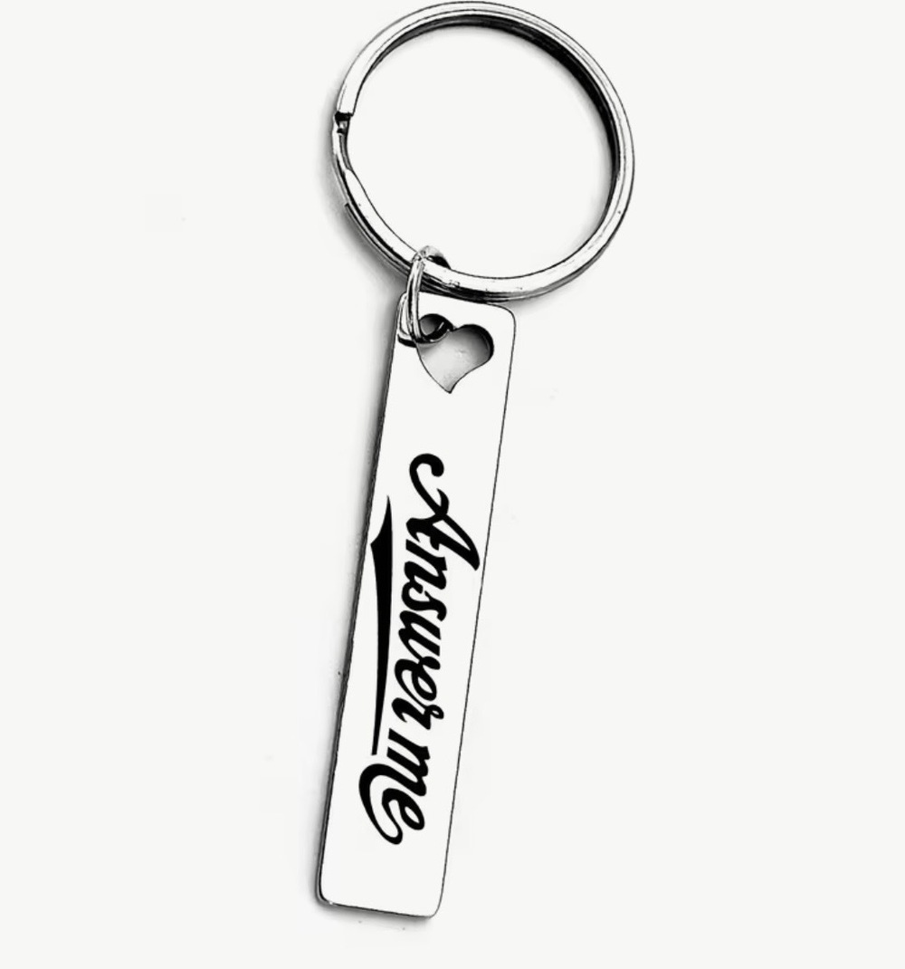 3/$25 Answer Me Stainless Steel Keychain NEW
